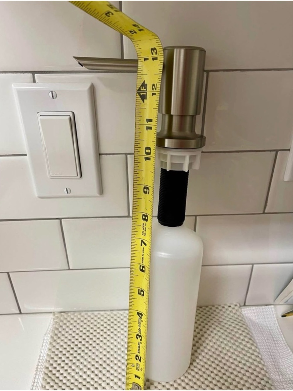 NEW Brushed Nickel Countertop sink Soap Dispenser with White Bottle